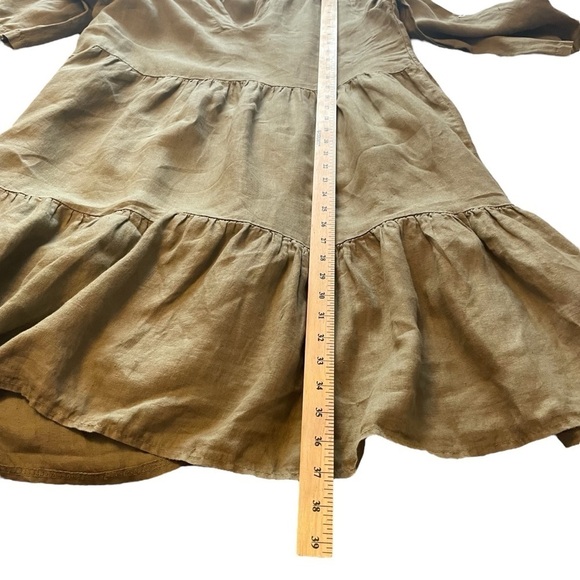 Bellambra Linen Dress-Layered-Ruffled-V Neck-3/4 Sleeves-Size Medium-Made Italy - Picture 5 of 10